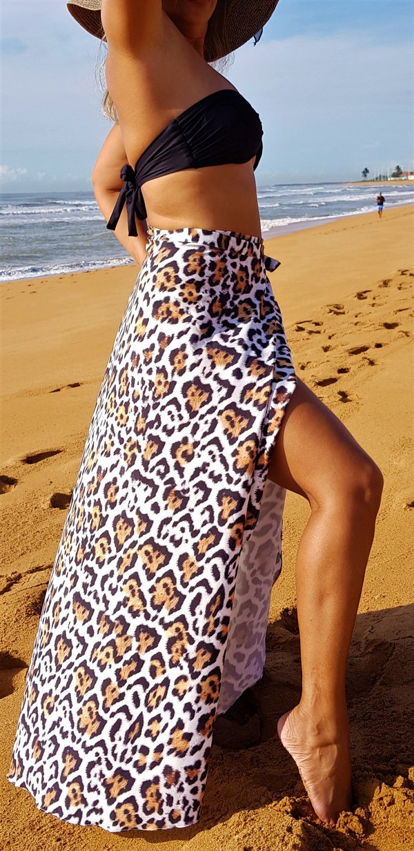 saída de praia animal print