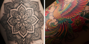 Tatuagem feminina na coxa