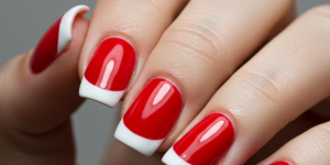 unhas vermelhas com francesinha