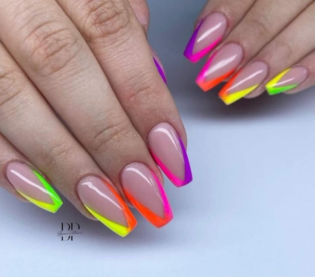 Unha decorada gravatinha neon