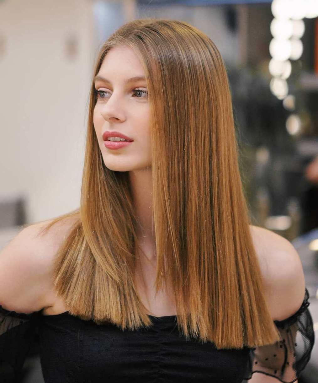 cabelos longos com blunt cut