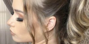 penteado cabelo curto rabo de cavalo no topo