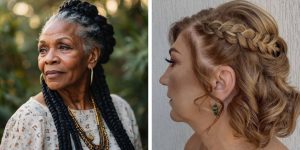 penteado semi preso com tranças para idosas
