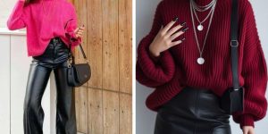 looks de inverno com tricô e couro