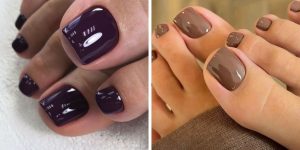 Cores de unhas decoradas para os pés para o outono