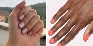 Unhas curtas com esmalte semipermanente cores e designs