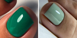 tons de verde unhas pés