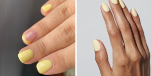 unha decorada amarelo pastel