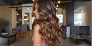 Balayage em cabelo castanho caramelo