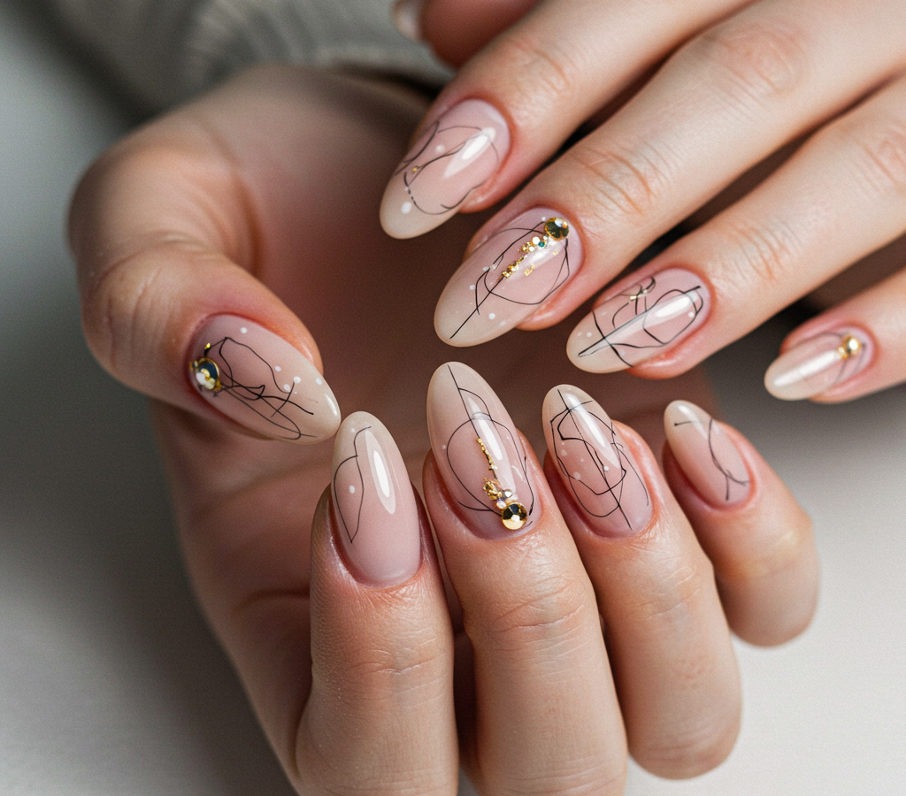 Unha nude decorada