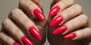 Vermelho quente unhas amendoadas